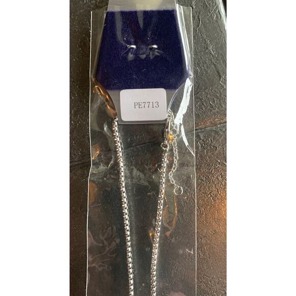 Vintage JA Blue Aquamarine Crystal pendant necklace, in Silver tone, Unmarked - Picture 4 of 4